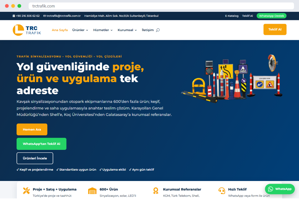 TRC Trafik için hazırladığımız kurumsal web sitesi