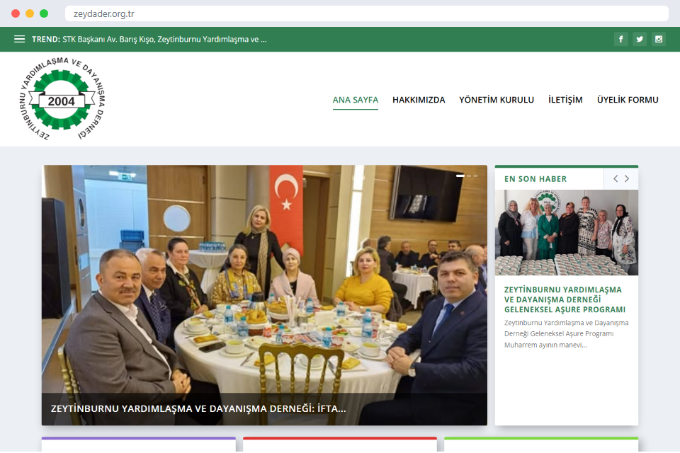 Zeytinburnu Yardımlaşma Derneği web sitesi